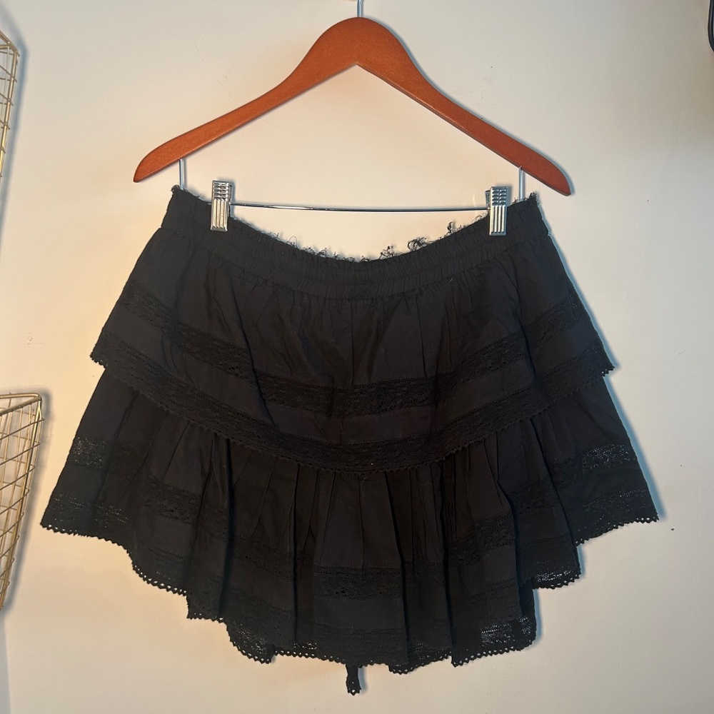 LoveShackFancy XL -  Black Mini Skirt